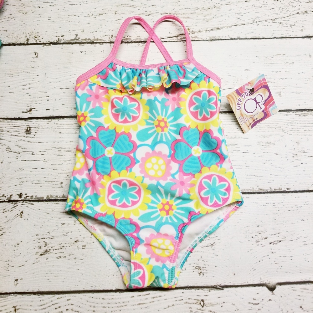 NWT OP Floral Swimsuit 12 Months